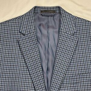 Polo Ralph Lauren Blue Gingham Blazer Size 42R Single Vent Two Button Sport Coat